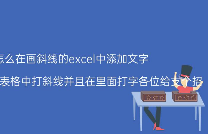 怎么在画斜线的excel中添加文字 如何在excel表格中打斜线并且在里面打字各位给支个招？